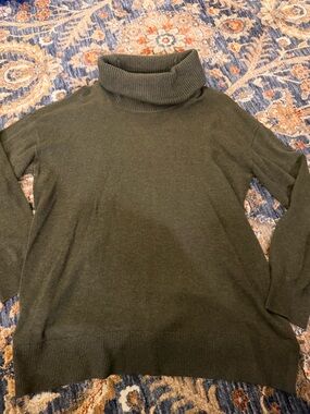 LOFT Olive Ribbed Turtleneck Sweater